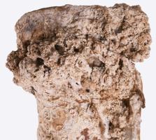 Római terrakotta kereskedői amfóra. Római Birodalom, Kr.e. 1-2. század, terrakotta, egyik füle hiány...