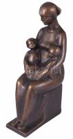 Palotai Gyula (1911-1977): Anya gyermekeivel. Bronzírozott epoxi szobor, jelzett, Képcsarnok címkéve...