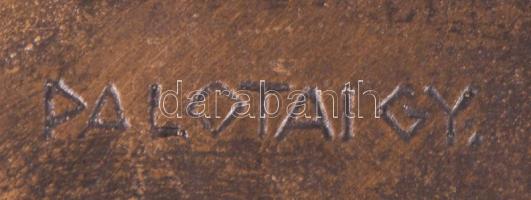 Palotai Gyula (1911-1977): Anya gyermekeivel. Bronzírozott epoxi szobor, jelzett, Képcsarnok címkéve...