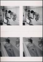 cca 1952 Fürdőszobai intim jelenetek, szolidan erotikus sztereó felvételek, 2 db modern nagyítás, jelzés nélkül, 15x21 cm