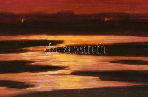 Kacziány Ödön (1852-1933): Szélmalom naplementében. Olaj, vászon, jelezve jobbra lent. Dekoratív fak...