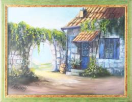 Széchenyi István (1960-): Mediterrán emlék. Olaj, farost. Jelezve balra lent. 30x40 cm. Fakeretben.