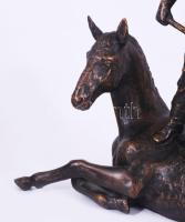 Antal Károly (1909-1994): Lovon álló csikós Bronzírozott epoxi szobor, jelzett, Képcsarnok címkével ...