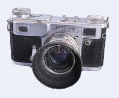 cca 1960 Kiev (Kijev) 4 szovjet gyártmányú fényképezőgép, 35 mm filmformátum, Jupiter-1,8M f:/50 mm ...