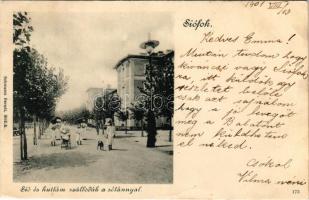 1901 Siófok, Sió és Hullám szállodás a sétánnyal. Schwarcz Bernát kiadása (EB)