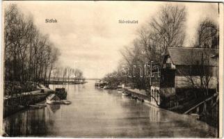 Siófok, Sió részlet, híd. M. T. és F. I. Koch Willy kiadása (vágott / cut)