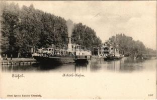 Siófok, kikötő, gőzhajó, Mérei Ignác kiadása (EK)