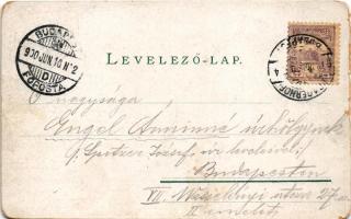 1900 Siófok, Hullám és Sió szálloda, étterem, vitorlás. Kaufman F. kiadása Art Nouveau, floral, lith...