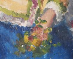 Olvashatatlan jelzéssel, XX. sz. első fele: Kislány népviseletben. Olaj, vászon. Kartonra kasírozva....