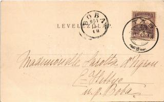 1901 Siófok, Lóverseny tér, Vasúti híd. Kiadja Ellinger Ede fényképész. A képeslap címzettje Ábránfa...