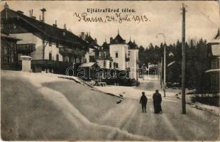1913 Újtátrafüred, Neu-Schmecks, Novy Smokovec (Magas-Tátra, Vysoké Tatry); télen. Divald K. fia fénynyomdája kiadása / in winter (fa)