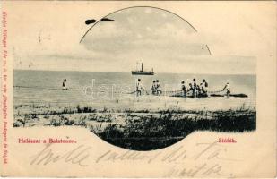 Siófok, Halászat a Balatonon, gőzhajó. kiadja Ellinger Ede fényképész (EB)