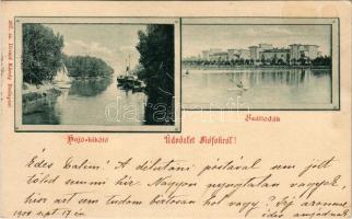1900 Siófok, Hajókikötő a Baross gőzössel, szállodák. Divald Károly Budapest 207. sz. Art Nouveau (fl)