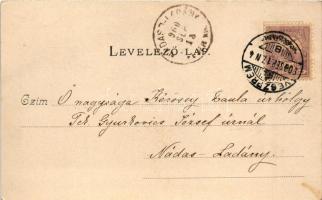 1900 Siófok, Hajókikötő a Baross gőzössel, szállodák. Divald Károly Budapest 207. sz. Art Nouveau (f...