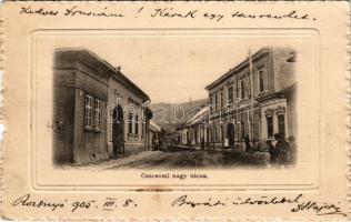 1905 Rozsnyó, Roznava; Csucsomi nagy utca. Pauchly Nándor kiadása / street view (b)