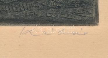 Kádár György (1912-2002): Tojását költő madár. Rézkarc, papír, jelzett. Lapszéli ázás nyommal. 19,5x...