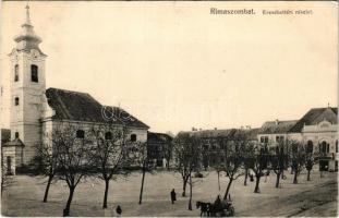 1916 Rimaszombat, Rimavská Sobota; Erzsébet tér, templom, Hungária szálloda. Ifj. Rábely Miklós kiadása / square, church, hotel (EK)