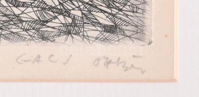 Gacs Gábor (1930-2019): Lovak a pusztán. Rézkarc, papír, jelzett, művészpéldány E.A. jelzéssel, pasz...