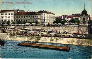 1918 Budapest V. Ferenc József rakpart, piac, háttérben Czigány János üzlete, Hotel Nádor szálloda (EK)