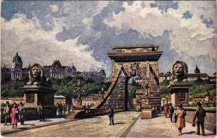 Budapest, Széchenyi Lánchíd, autóbusz (EK)