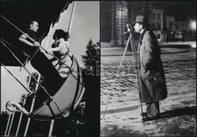 cca 1932 Brassai (eredetileg Halász Gyula) (1899-1984) magyar - francia fotóművész felvételei (Hajóhinta; Brassai a Párizs éjjel című sorozatán dolgozik), 2 db modern nagyítás, jelzés nélkül, 21x15 cm