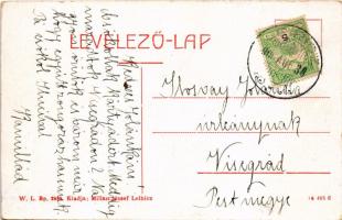 1909 Leibic, Leibitz, Lubica; Fő tér, Szentháromság szobor, vendéglő, Millan József üzlete. W.L. Bp....