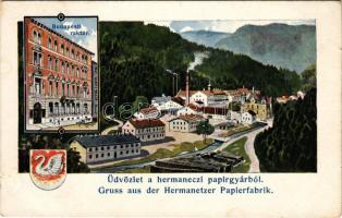 Hermánd, Hermanecz, Harmanec; Papírgyár, budapesti raktár / Hermanetzer Papierfabrik / paper mill, paper factory, warehouse in Budapest. Art Nouveau (kis szakadás / small tear)