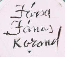 Józsa János korond fedeles edény, m: 12 cm