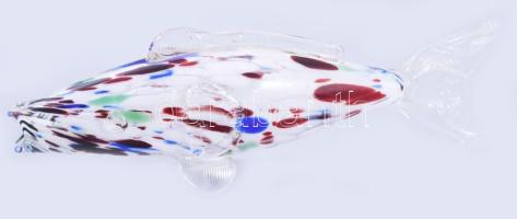 Murano anyagában színezett hal, hibátlan, h: 28 cm