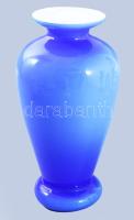 Kétrétegű égkék váza, hibátlan, m: 22,5 cm