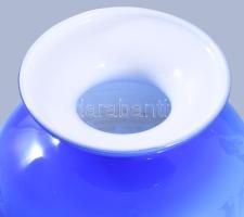 Kétrétegű égkék váza, hibátlan, m: 22,5 cm