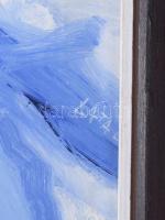 Láta László (1938-): Szánkónyom. Olaj, farost, jelzett. Fakeretben, 60x50 cm