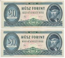 1980. 20Ft (2x) sorszámkövetők "C 259 073976 - C 259 073977" T:AU hullámos papír Adamo F17