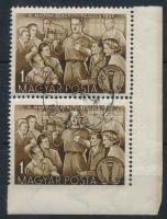 1952 Békekongresszus 1Ft ívsarki pár, alul fogazatlan