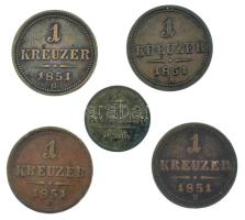 1851. 1/4kr Cu + 1kr Cu (4xklf) T:VF-F