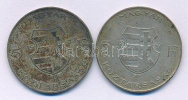 1947. 5Ft Ag "Kossuth" (2x) T:F patina Adamo F8.1