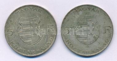 1947. 5Ft Ag "Kossuth" (2x) T:VF,F patina Adamo F8.1