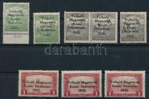 Nyugat-Magyarország V. 1921 8 db bélyeg Bodor vizsgálójellel, közte hármaslyukasztás, pár (9.000)