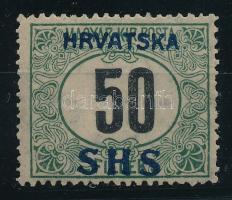 SHS 1918 Zöldportó 50f fekvő vízjellel Bodor vizsgálójellel (**80.000)