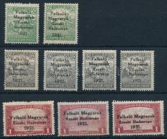 Nyugat-Magyarország V. 1921 9 db bélyeg Bodor vizsgálójellel (9.000)