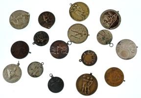 Vegyes, 16db-os sportérem tétel, mindegyik füllel T:vegyes Mixed, 16pcs sport medal lot, all with ear C:mixed