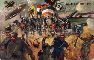 Weltkrieg 1914-1915 / WWI K.u.K. military art postcard, Central Powers propaganda. B.K.W.I. 259-61. s: Bélaváry (EK)