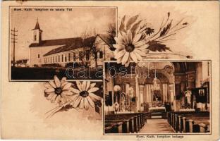 1934 Tát, Római katolikus templom és iskola, templom belseje. Art Nouveau, floral (EK)