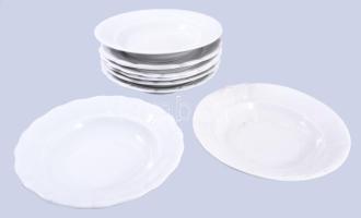 Zsolnay 8 darab paraszt tányér, jelzett, kopással, pattanással, d: 23,5 cm