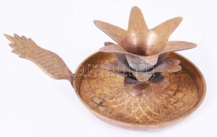 Indiai réz gyertyatartó, h: 15 cm