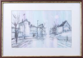 Balázs György (1927-2015): Fények, 1995. Akvarell, papír, jelzés nélkül, 21,5x34 cm, üvegezett fakeretben.