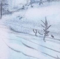 Balázs György (1927-2015): Fények, 1995. Akvarell, papír, jelzés nélkül, 21,5x34 cm, üvegezett faker...