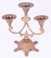 Háromágú réz gyertyatartó, m: 15 cm