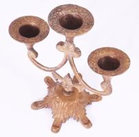 Háromágú réz gyertyatartó, m: 15 cm