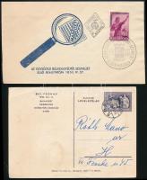 1949 Bélyegnap díjjegyes levelezőlap + 1952 MABÉOSZ FDC